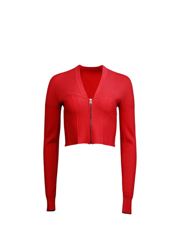 Rouge - Knit Zip Bustier Cardigan | Fleur du Mal