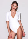 Body - Organic Cotton Deep V Bodysuit in white-fleur du mal-flat