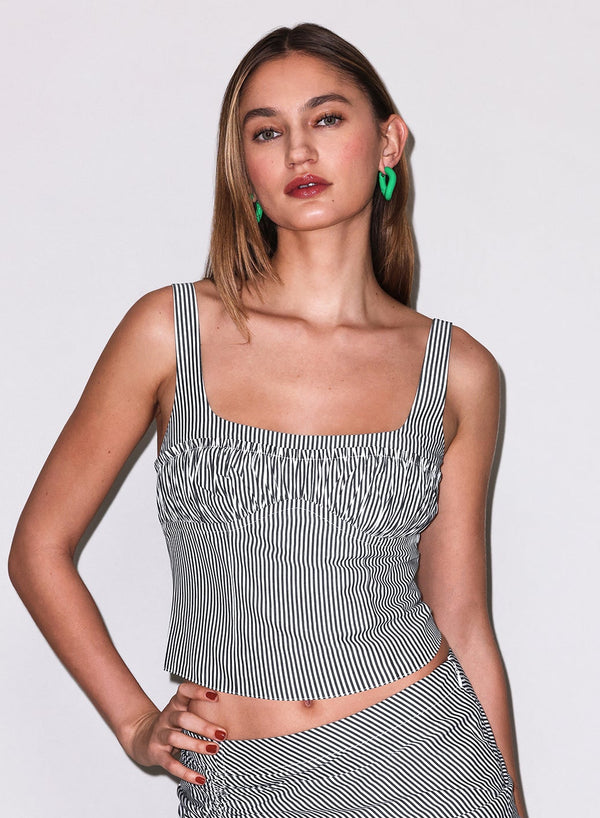 Black stripe - Poplin Bustier Top | Fleur du Mal