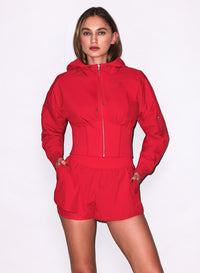 Warm Up Lace Short- red- Fleur du Mal-flat