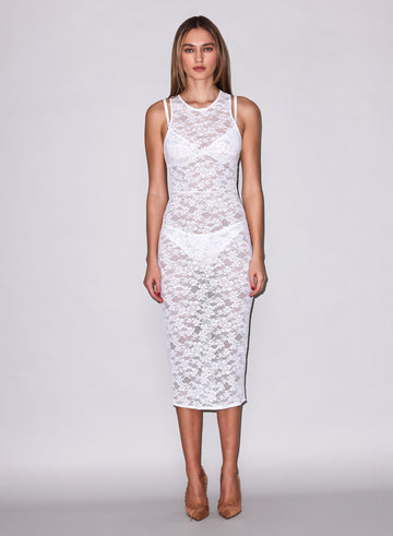 Ivory - Le Stretch Lace Racer Tank Dress | Fleur du Mal
