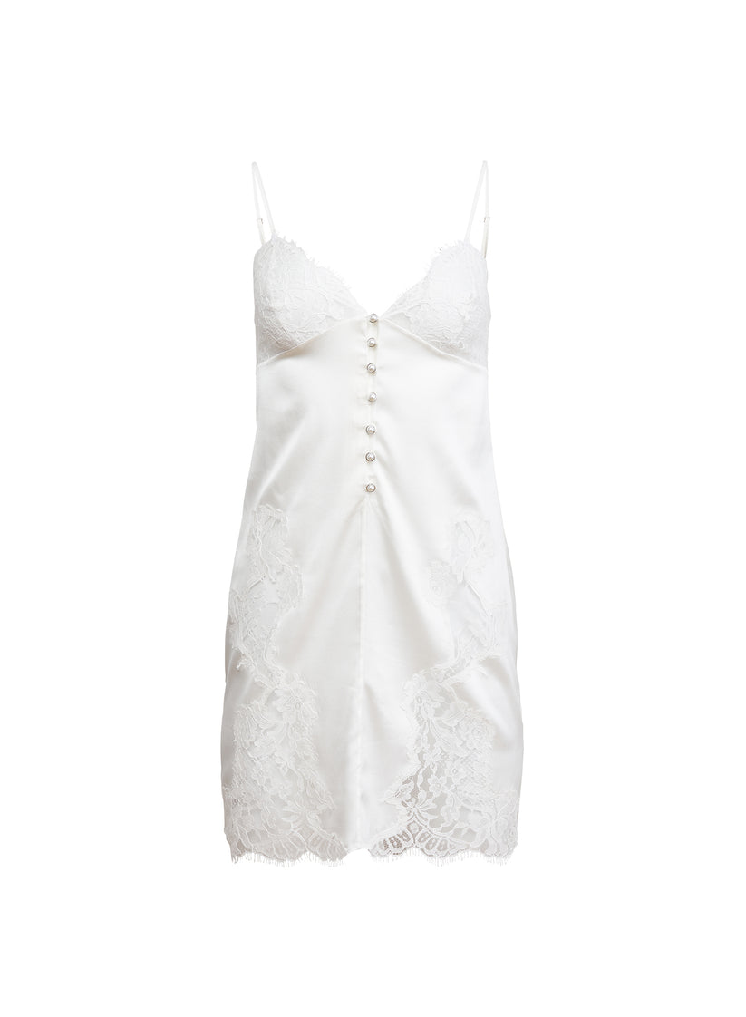 Scalloped Lace Silk Slip Mini