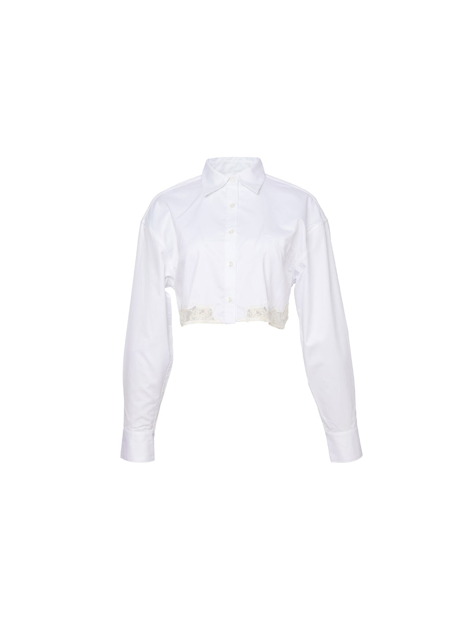 White - Poplin Cropped Button Down | Fleur du Mal