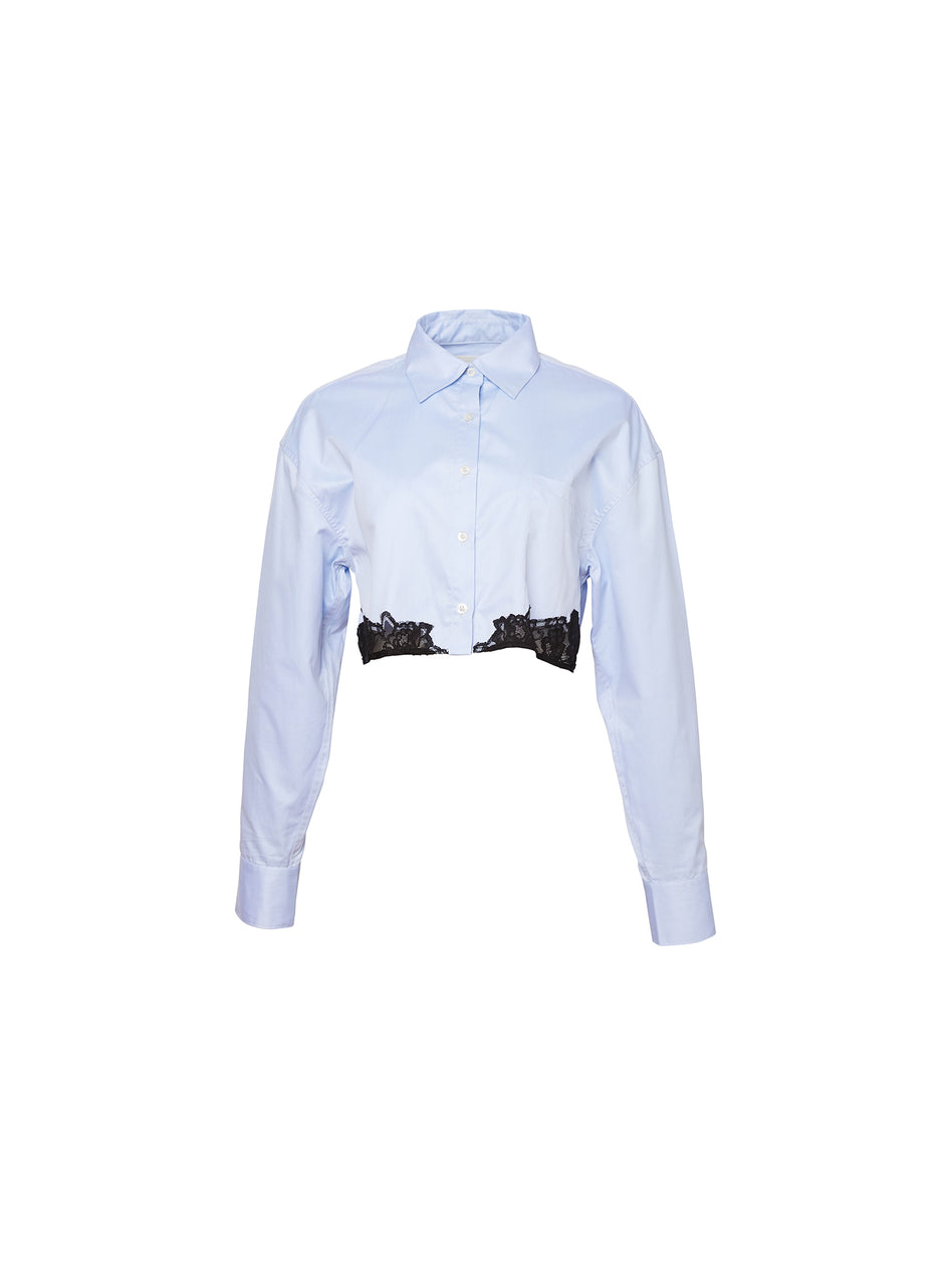 Ice blue - Poplin Cropped Button Down | Fleur du Mal