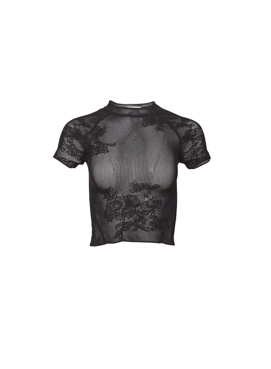 Black - Lace Pointelle Tee | Fleur du Mal