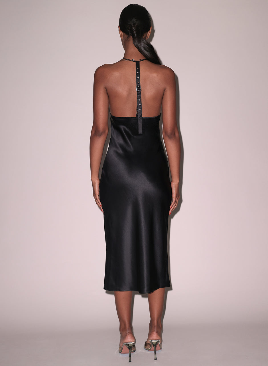 Black - Buckle T-Strap Dress | Fleur du Mal