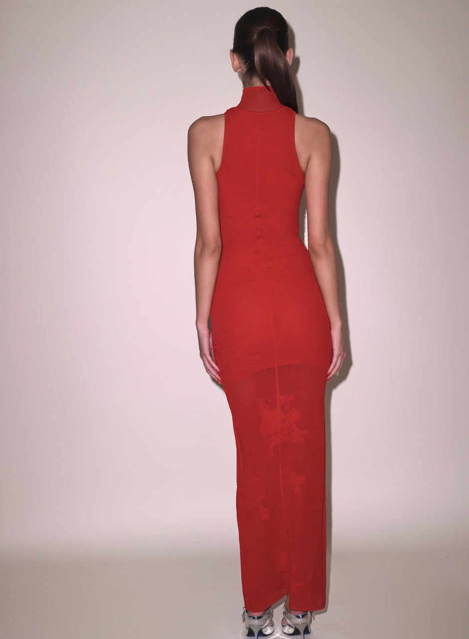 Ruby red - Lace Pointelle Racer Dress | Fleur du Mal