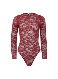Le Stretch lace bodysuit  in auburn