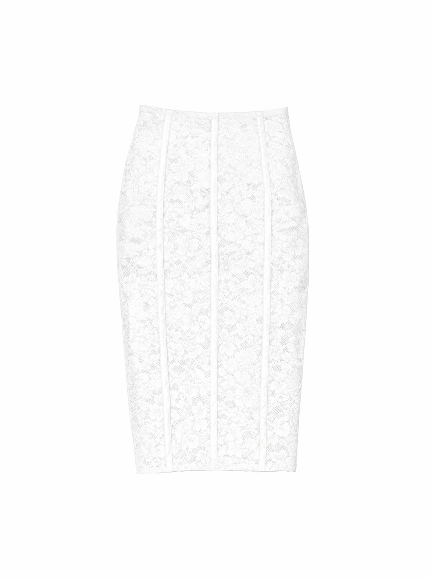 Le Stretch Lace Pencil Skirt-ivory- FDM