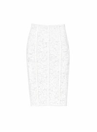 Le Stretch Lace Pencil Skirt-ivory- FDM