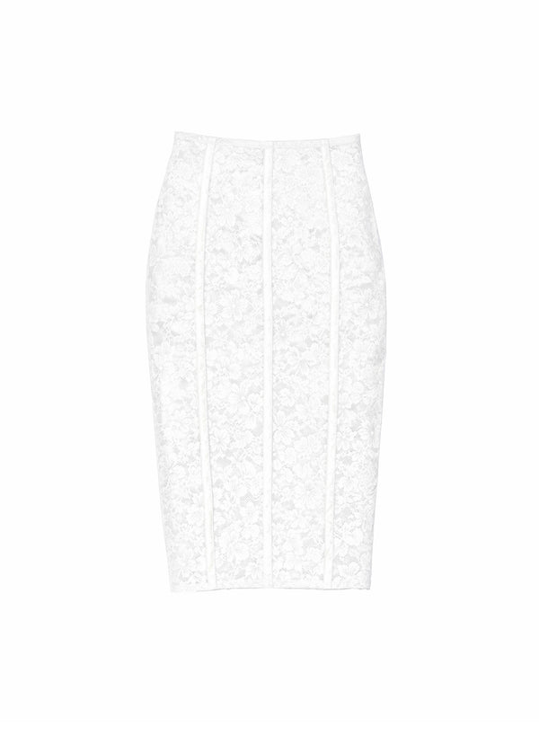 Ivory - Le Stretch Lace Pencil Skirt | Fleur du Mal