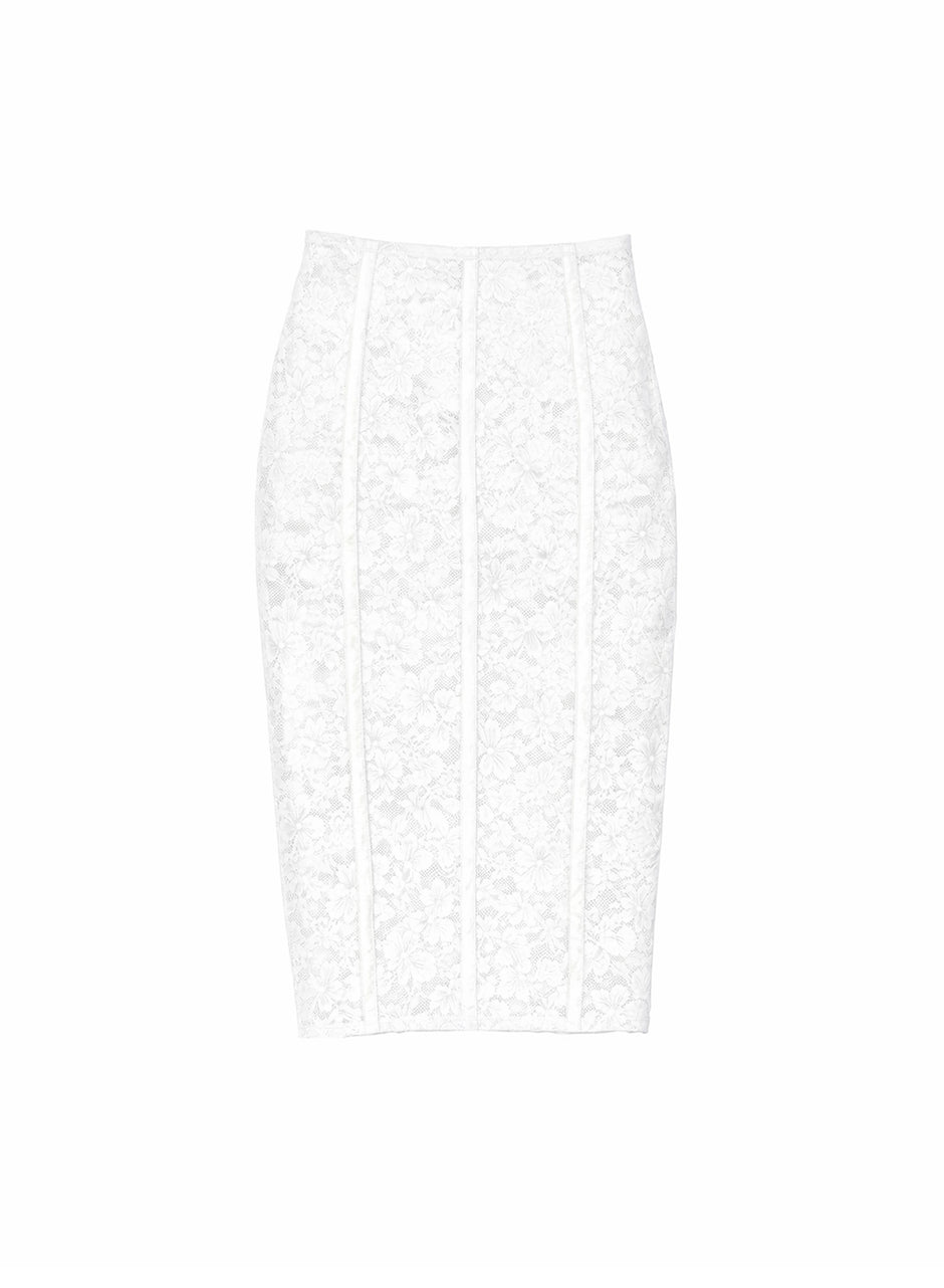 Ivory - Le Stretch Lace Pencil Skirt | Fleur du Mal