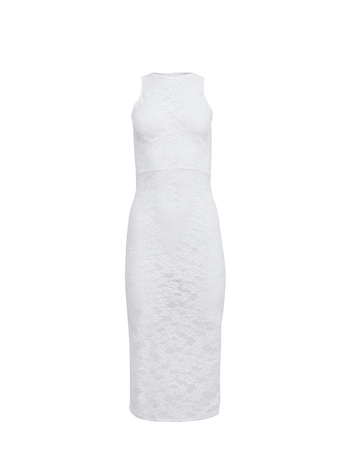 Le Stretch Lace Racer Tank Dress-flat-ivory