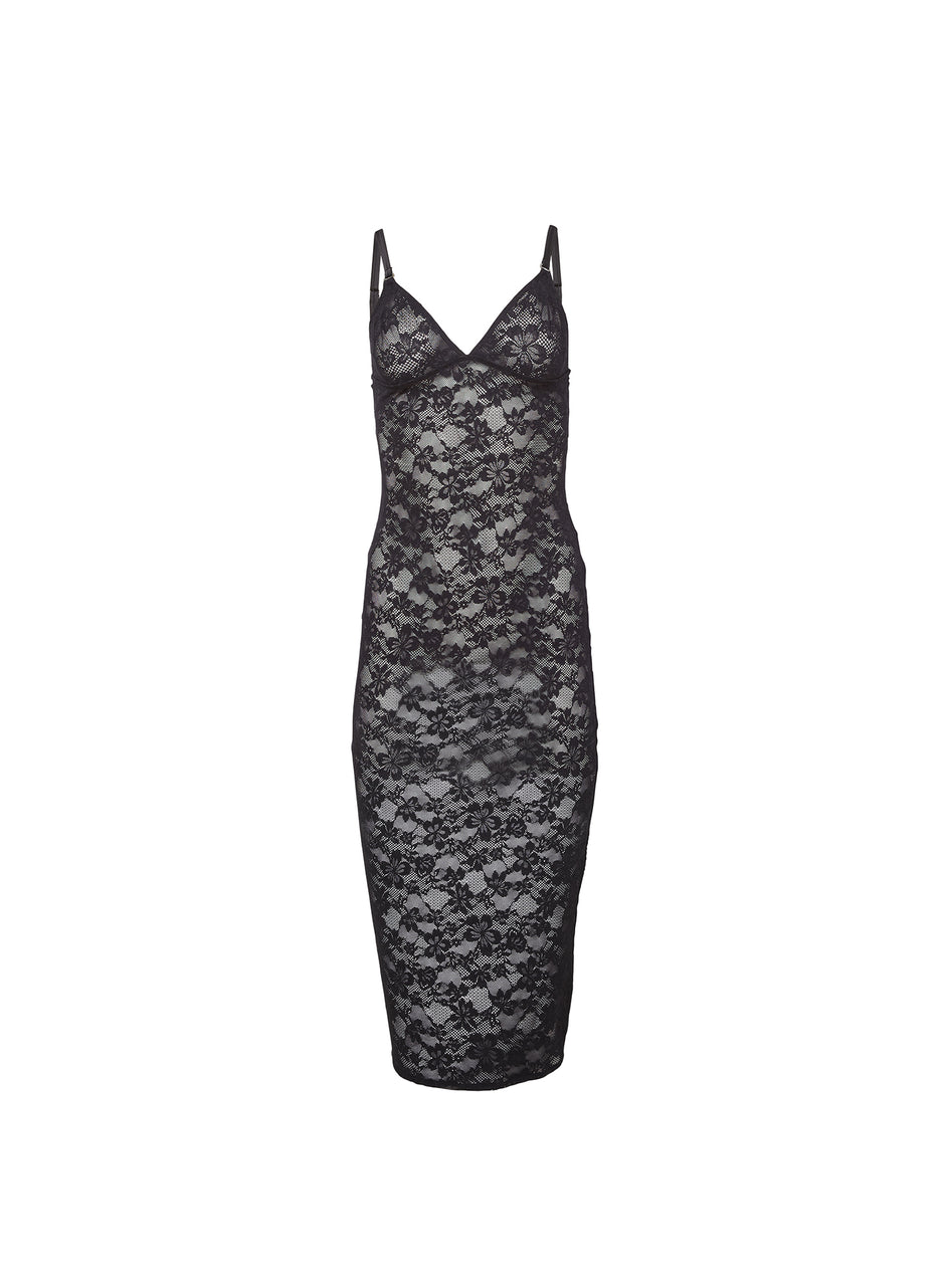 Black - Le Stretch Lace Slip Dress | Fleur du Mal