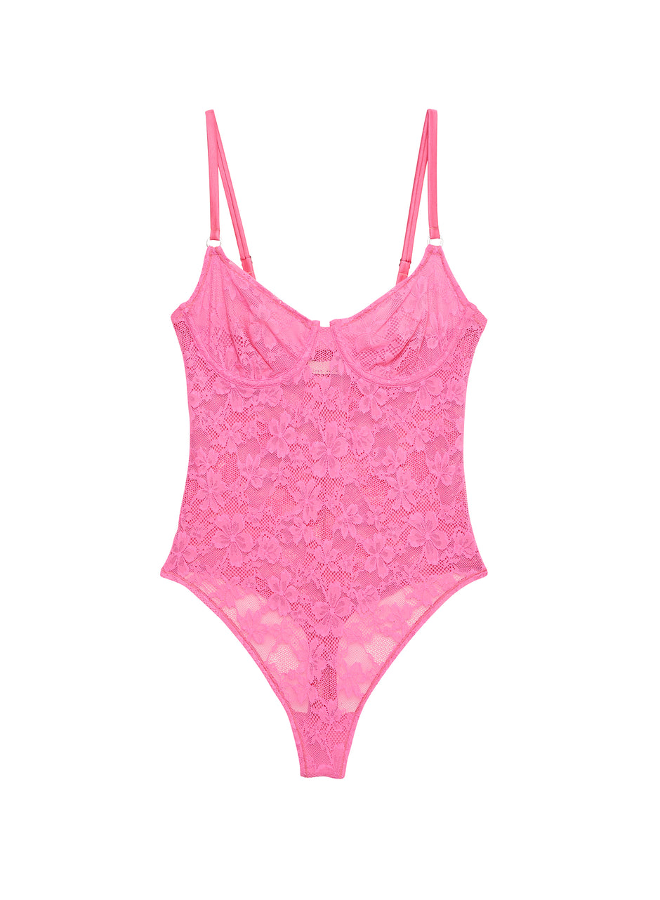 Floral pink - Le Stretch Lace Bodysuit | Fleur du Mal