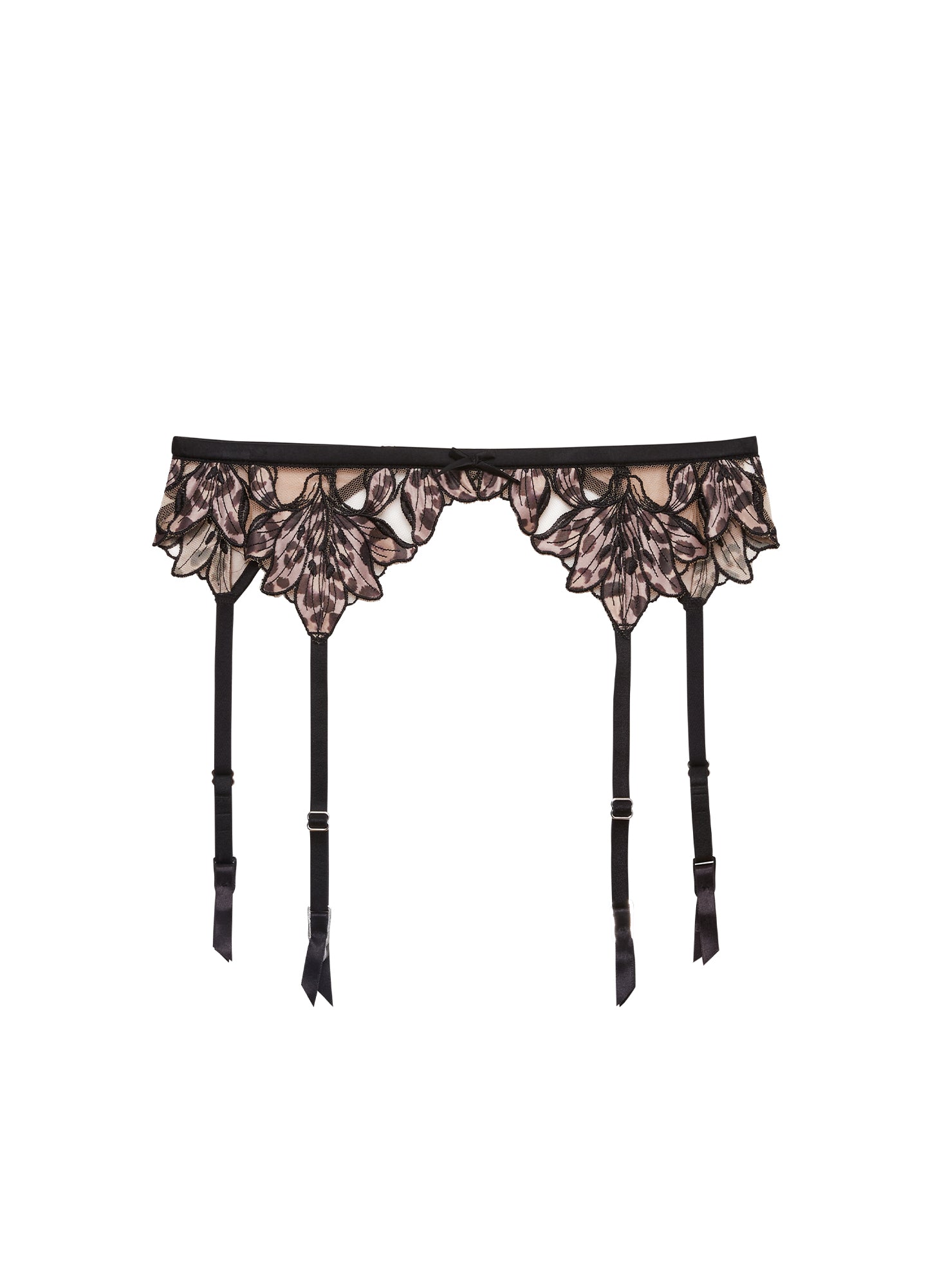 Lily Embroidery Garter Belt- Leopard Lily- Flat- Fleur du Mal