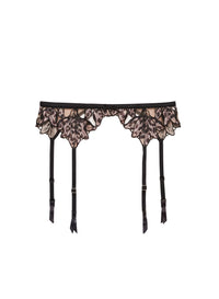 Lily Embroidery Garter Belt- Leopard Lily- Flat- Fleur du Mal