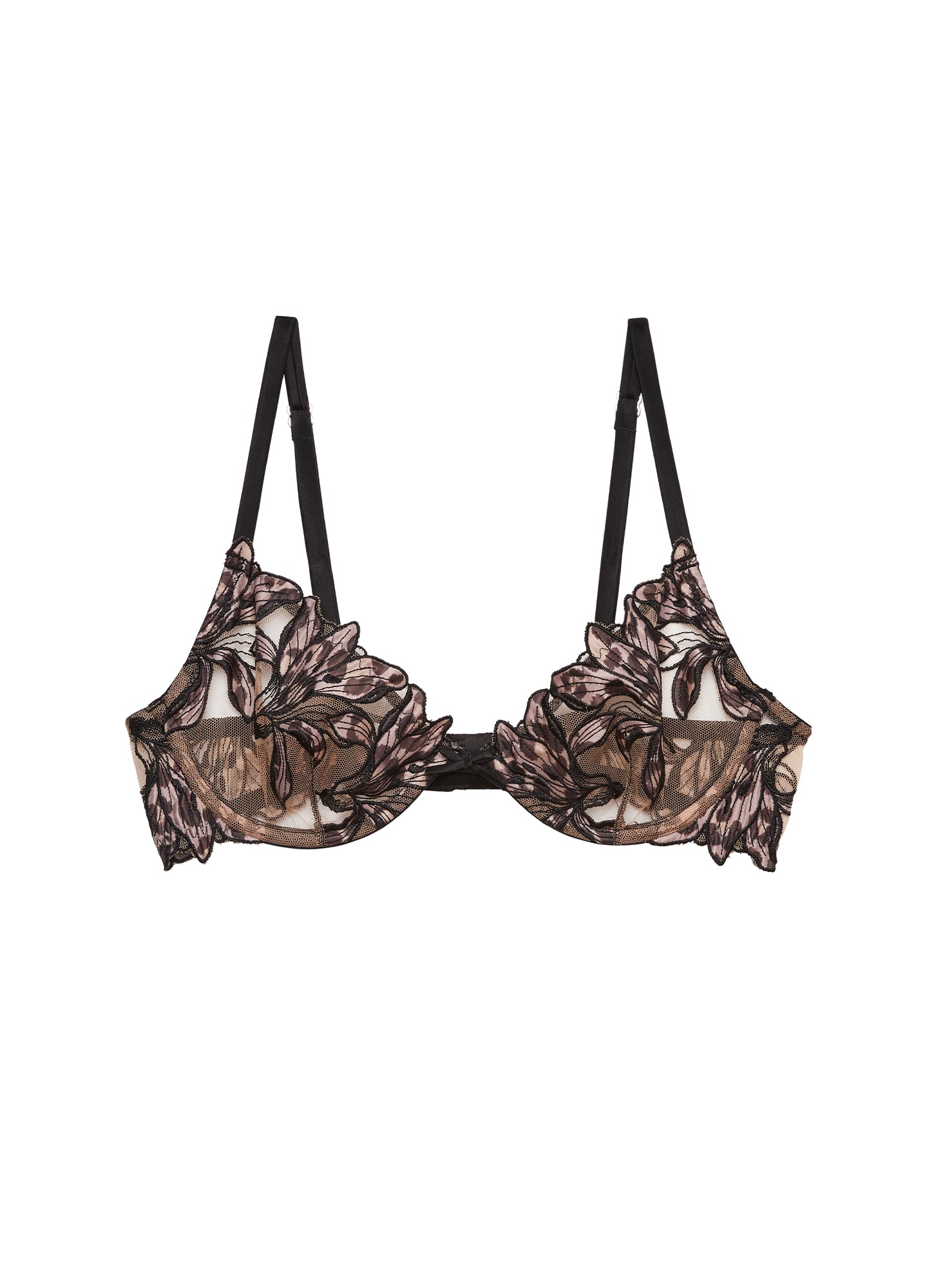 Lily Embroidery Plunge Demi Bra- Leopard Lily- flat-Fleur du Mal
