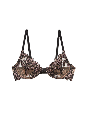 Lily Embroidery Plunge Demi Bra- Leopard Lily- flat-Fleur du Mal