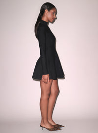 Black Long Sleeve Flared Corset Dress | Fleur du Mal Black Long Sleeve Flared Corset Dress | Fleur du Mal