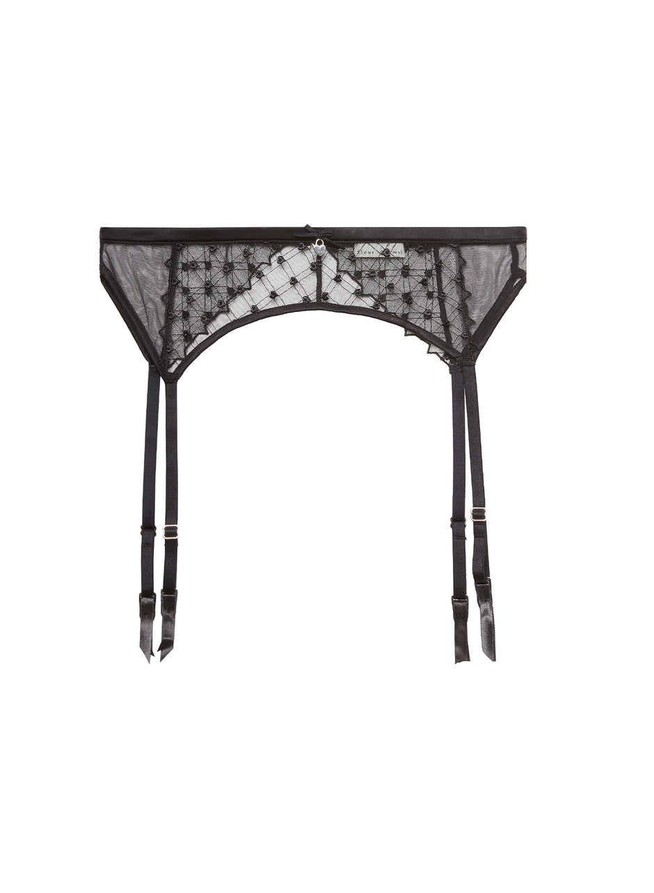 Black - Love Lock Embroidery Garter Belt | Fleur du Mal