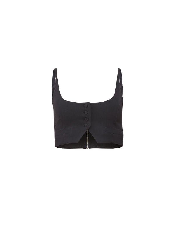 Black - Maxwell Cropped Vest | Fleur du Mal