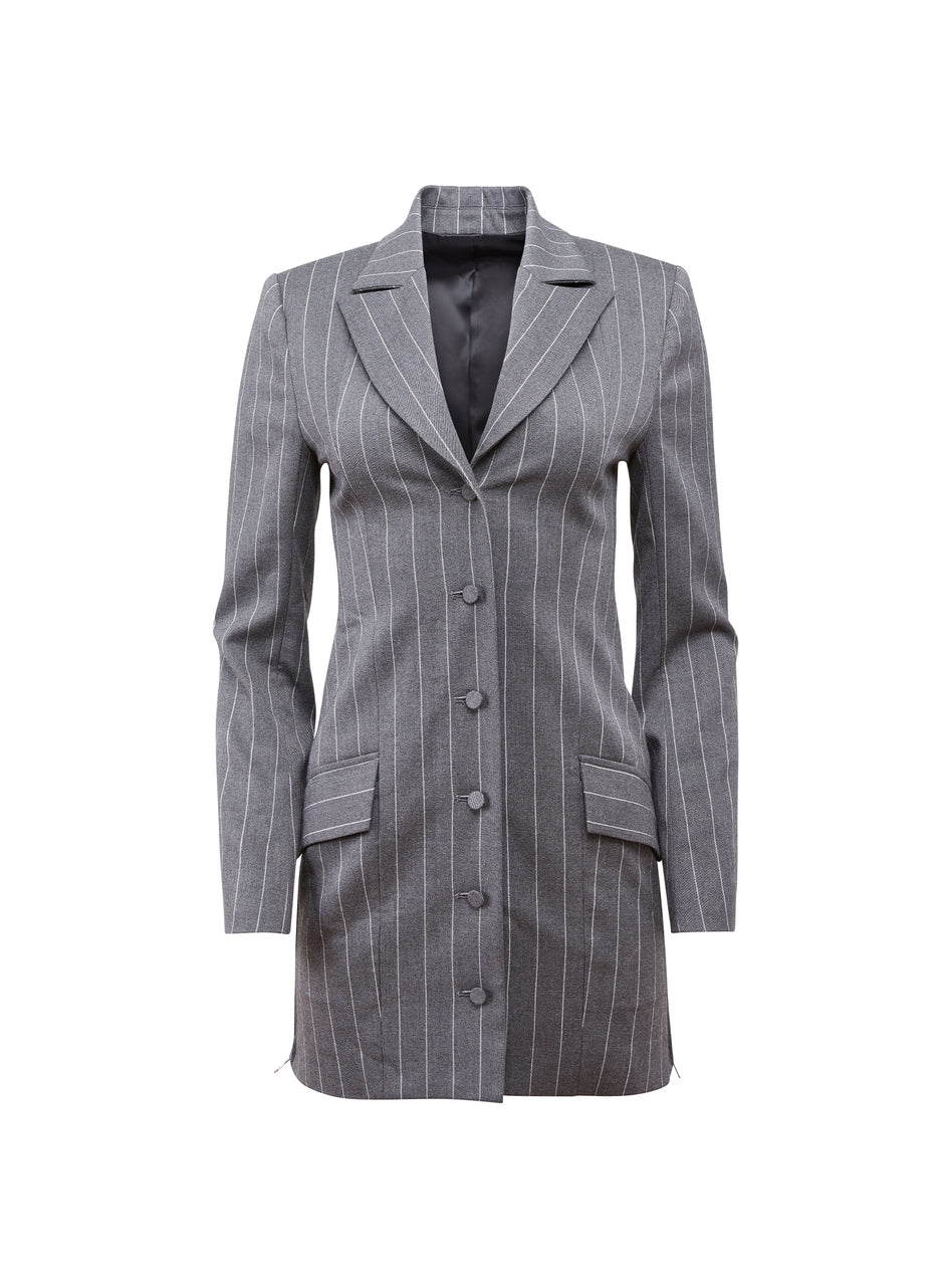 fleur du mal sequin blazer dress Dark Grey Pinstripe Maxwell Blazer Dress