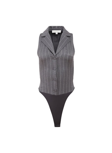 Dark grey pinstripe - Maxwell Bodysuit | Fleur du Mal