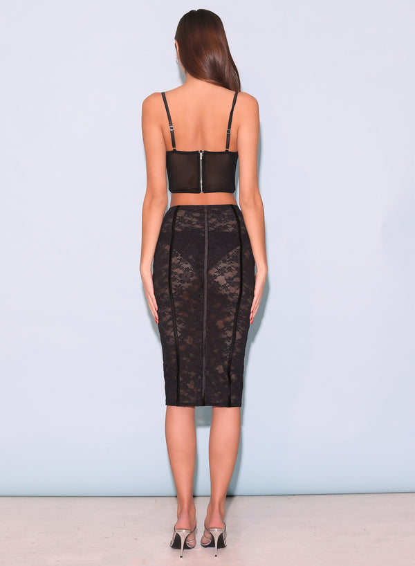 Black - Le Stretch Lace Pencil Skirt | Fleur du Mal