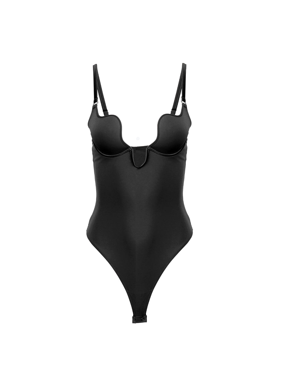 Black - Le Stretch Micro Seduce U-Plunge Bodysuit | Fleur du Mal