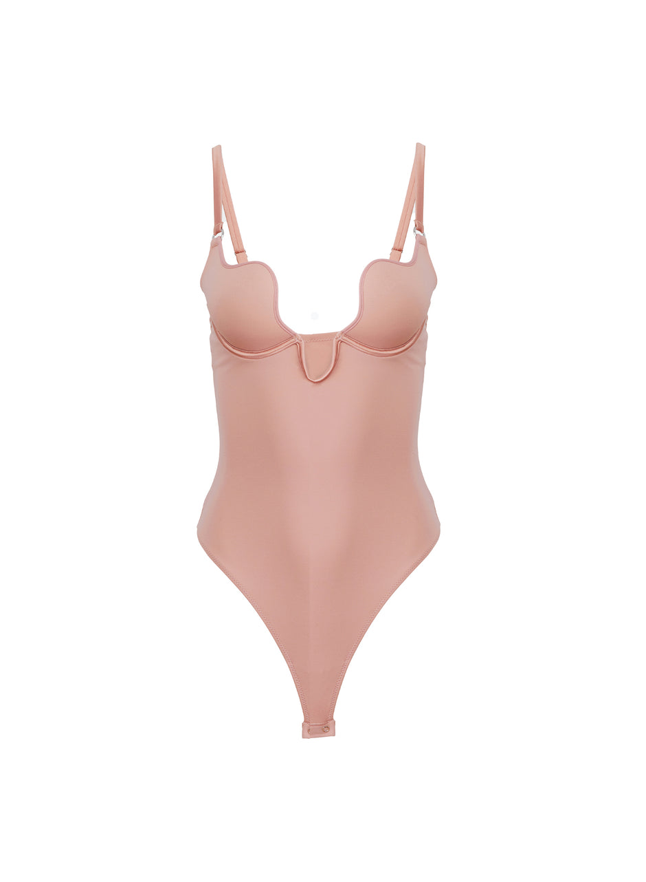 Tan - Le Stretch Micro Seduce U-Plunge Bodysuit | Fleur du Mal