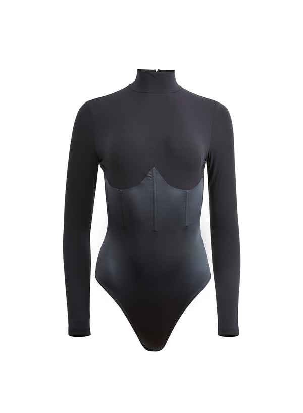 Black - Mock Neck Long Sleeve Bodysuit | Fleur du Mal