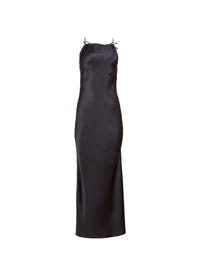 black slip dress open back BLACK OPEN BACK ASYMMETRIC SLIP DRESS K M by L A N G E