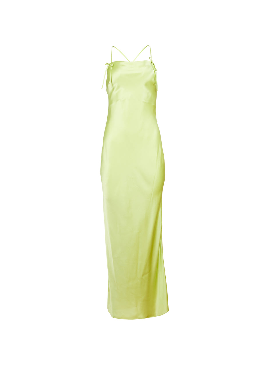 Lime Open Back Maxi Slip Dress | Fleur du Mal Lime Open Back Maxi Slip Dress | Fleur du Mal