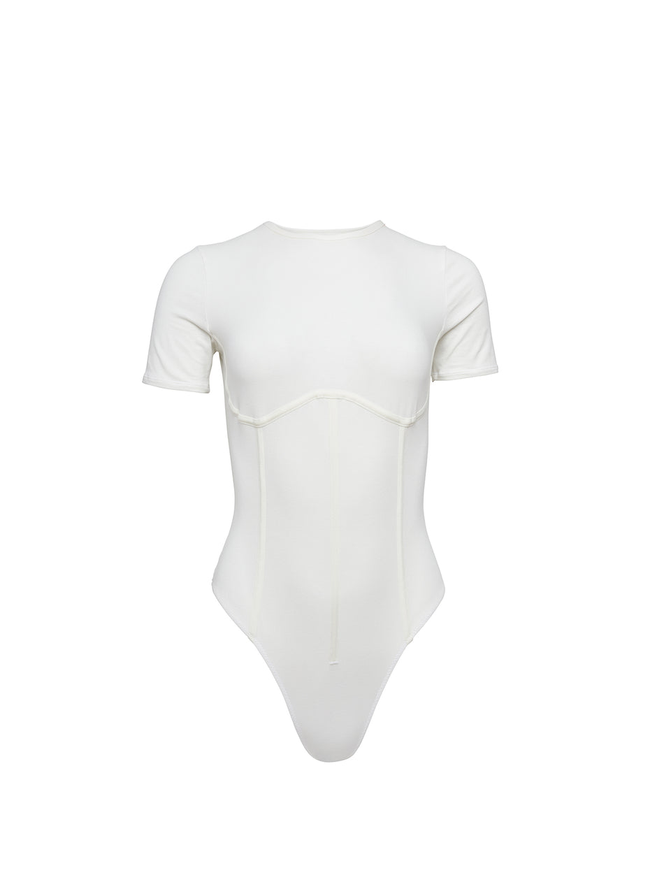 Ivory - Organic Cotton T-Shirt Bodysuit | Fleur du Mal