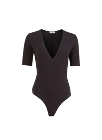 Organic Cotton v-neck Bodysuit in black