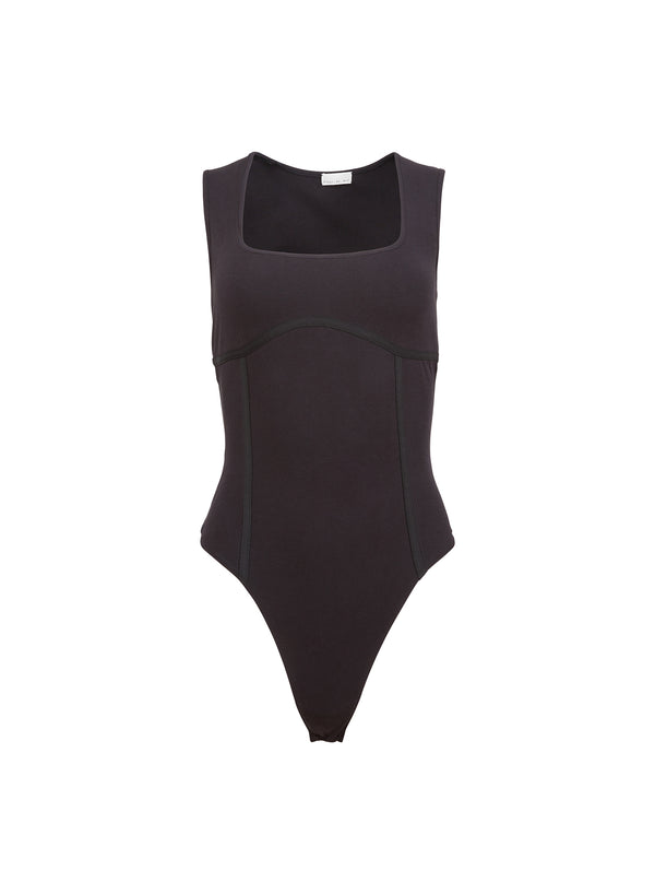 Black - Organic Cotton Scoop Neck Bodysuit | Fleur du Mal
