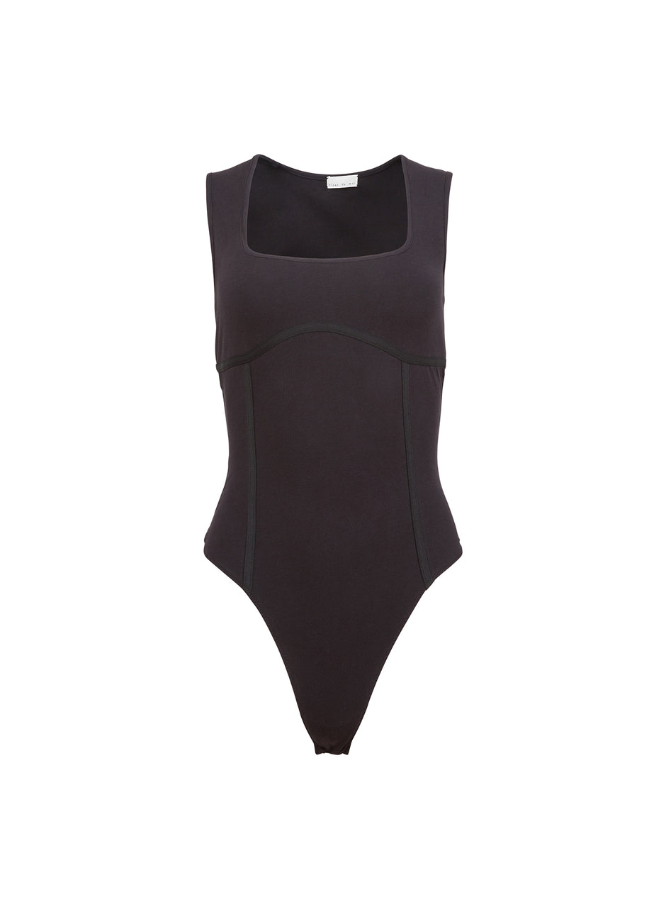 Black - Organic Cotton Scoop Neck Bodysuit | Fleur du Mal