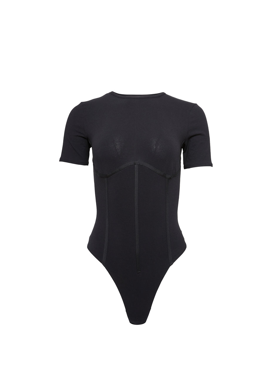 Black - Organic Cotton T-Shirt Bodysuit | Fleur du Mal