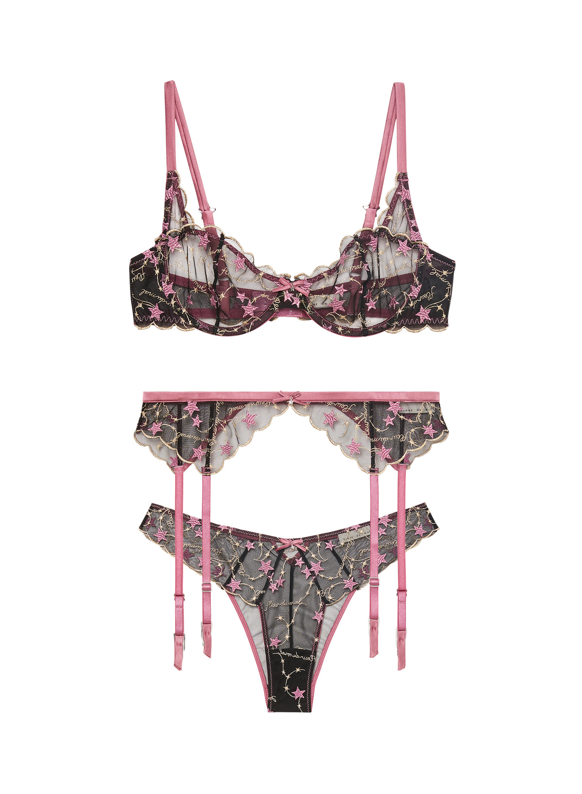Étoile Embroidery Set-Pink Truffle-Flat-Fleur du Mal