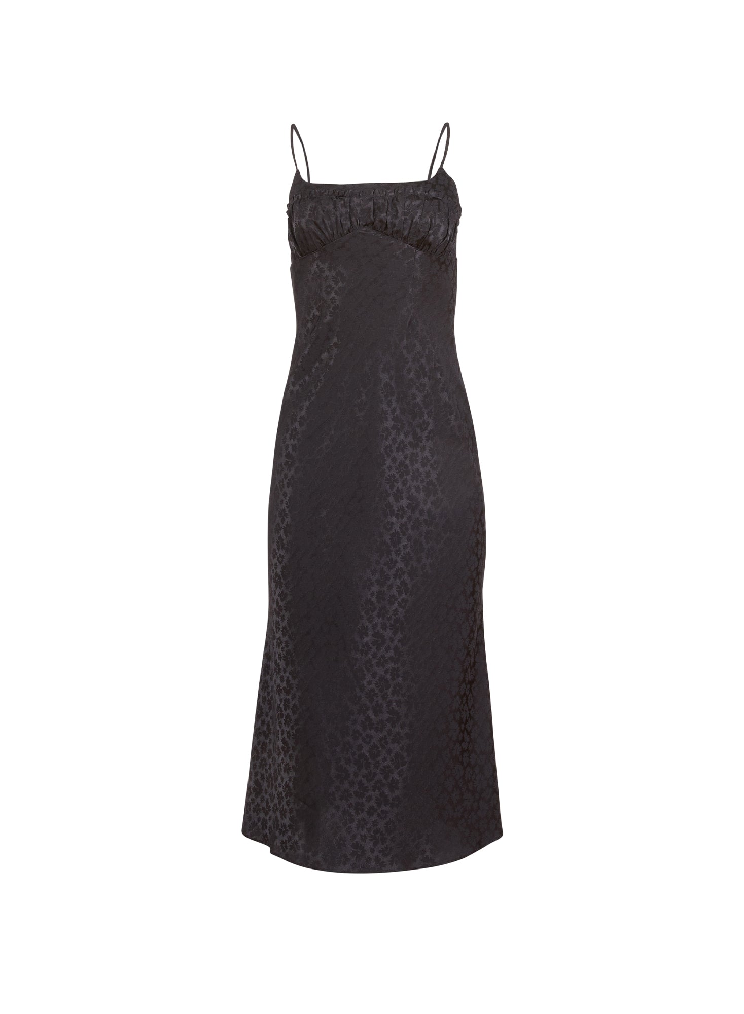 Jacquard Ruched Bust Dress in black