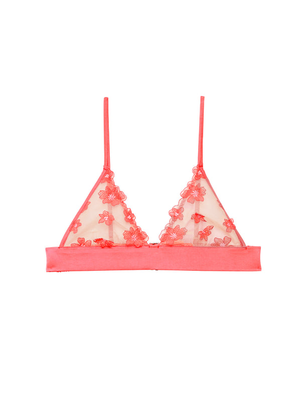 Pop pink - Petal Embroidery Triangle Bralette | Fleur du Mal