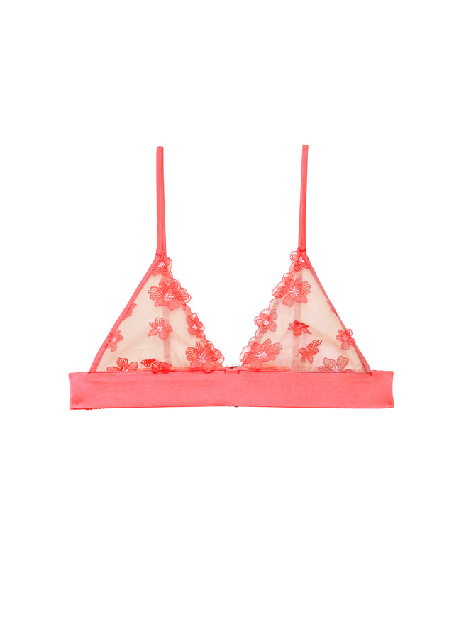 Pop pink - Petal Embroidery Triangle Bralette | Fleur du Mal