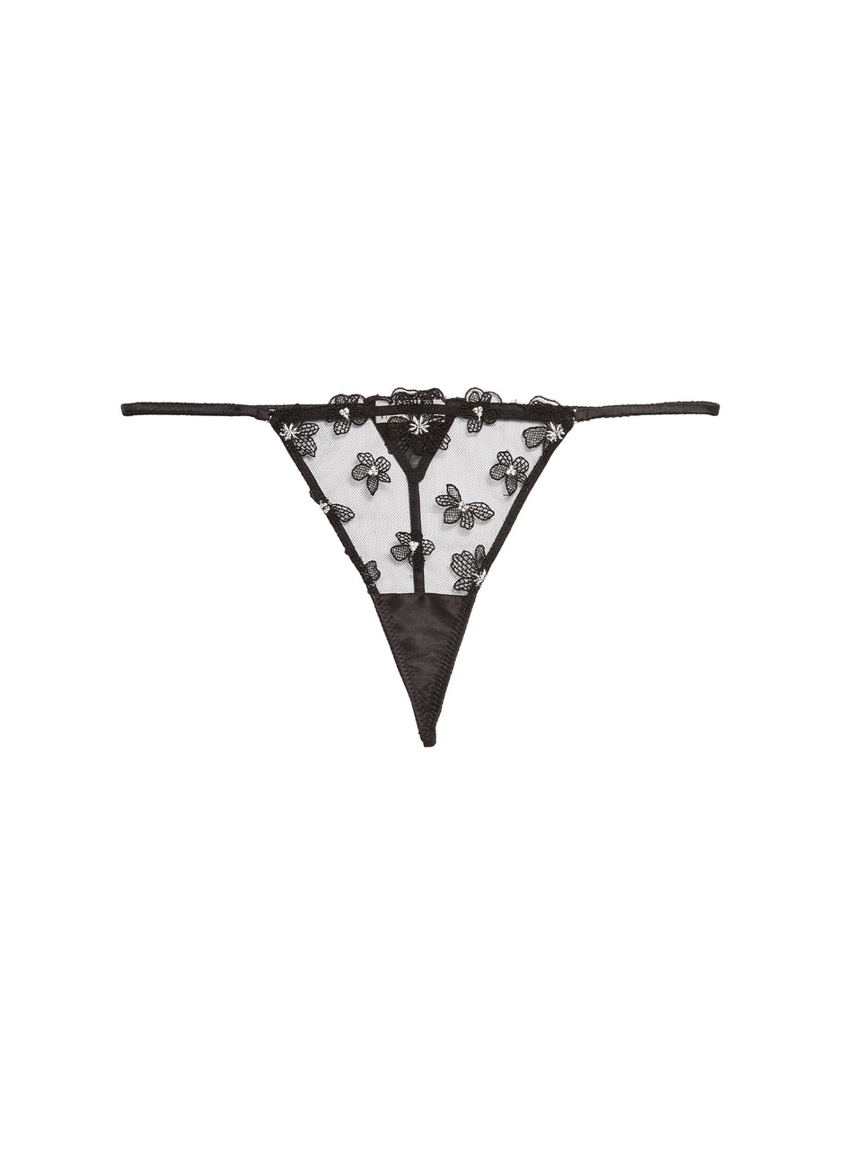 Black - Petal Embroidery V-String | Fleur du Mal