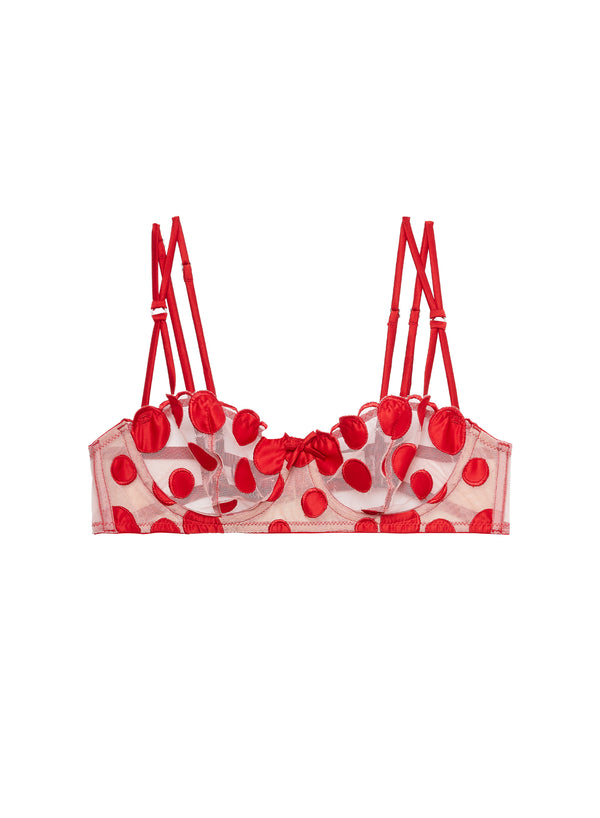 Rouge - Polka Dot Embroidery Balconette Bra | Fleur du Mal