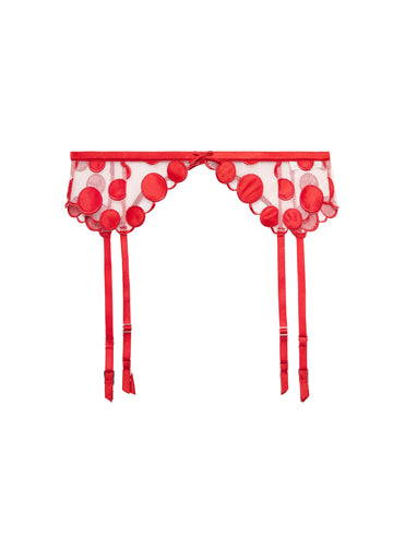 Rouge - Polka Dot Embroidery Garter Belt | Fleur du Mal