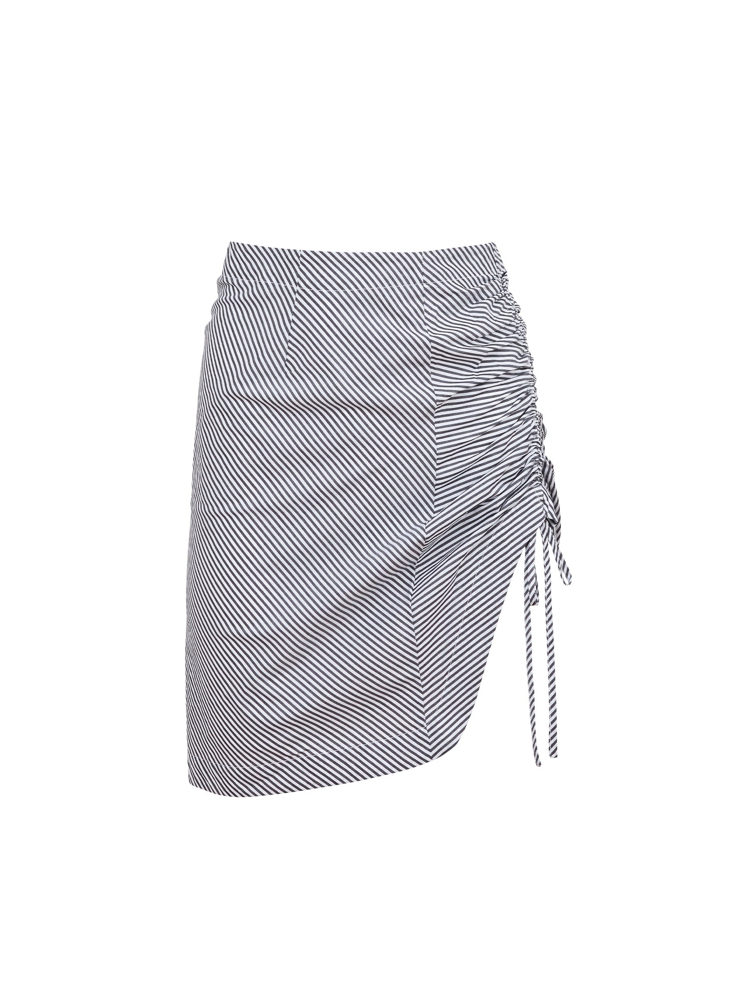 Poplin Draped Ruched Skirt- Black & White-fleur du mal
