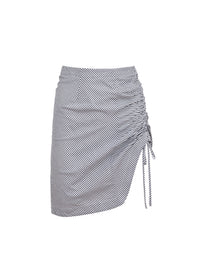 Poplin Draped Ruched Skirt- Black & White-fleur du mal