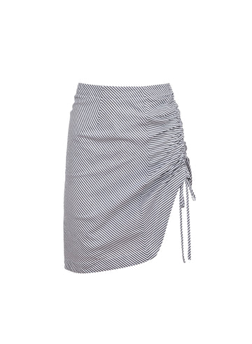 Black stripe - Poplin Draped Ruched Skirt | Fleur du Mal