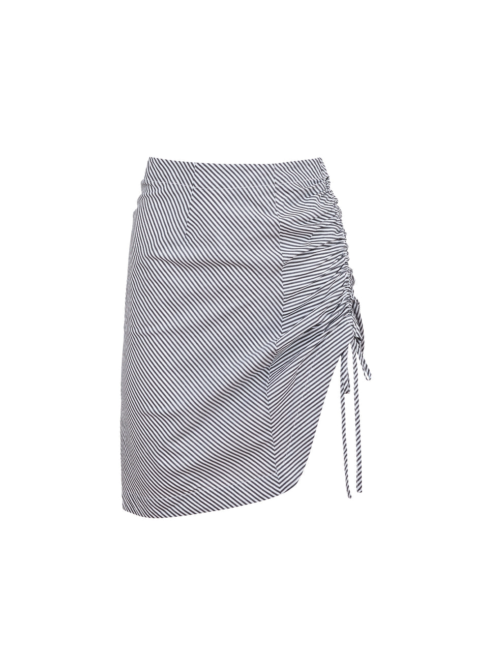 Black stripe - Poplin Draped Ruched Skirt | Fleur du Mal